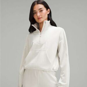 Lululemon Brushed Softstreme Ribbed Half Zip in Bone New with Tags